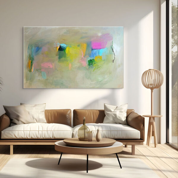 Originalna apstraktna slika pejzaža velikog formata u tehnici akrilik na platnu