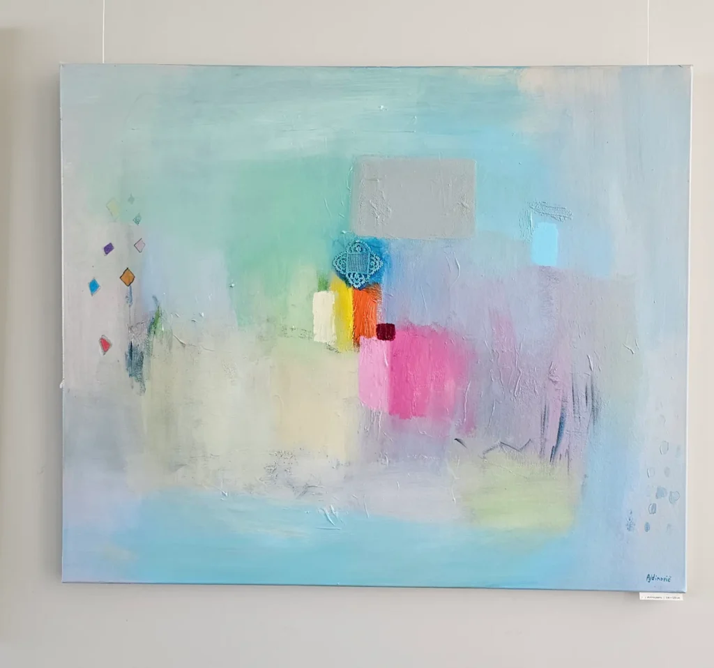 apstraktna slika na platnu plavi tonovi