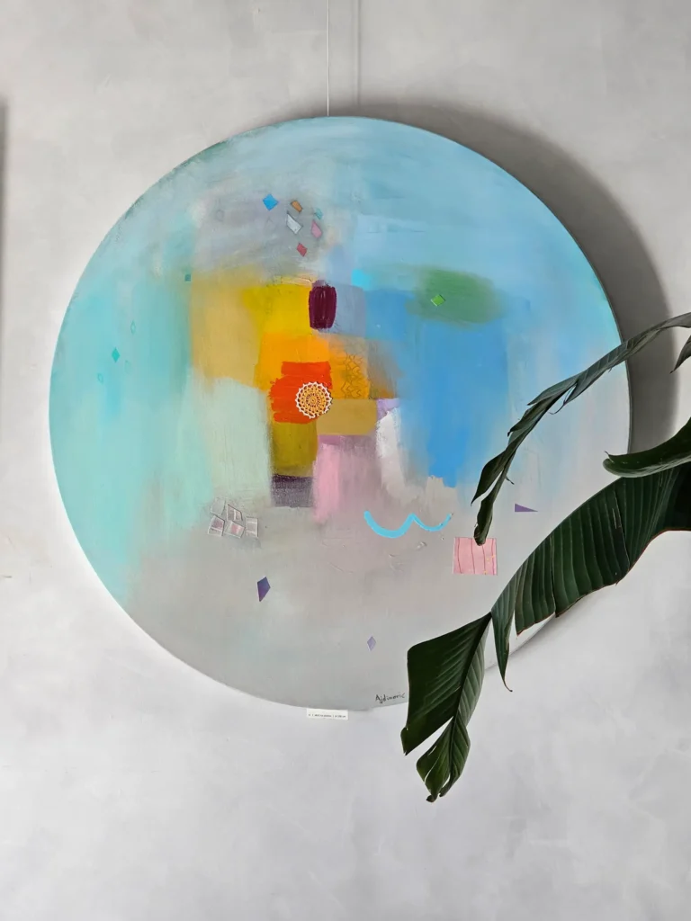 okrugla apstraktna slika na zidu - ranko ajdinovic